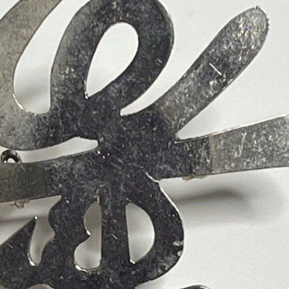 VTG Silver Tone Metal Chinese Characters "Shou" Longevity Luck Brooch Pin 1.75" - Picture 6 of 10